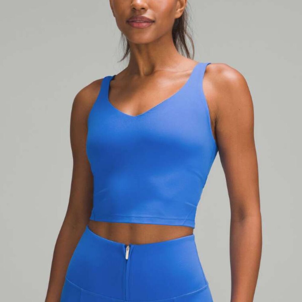 Women Lululemon Align Tank Top Cropped Pipe Dream Blue Size 12 Athleisure Yoga